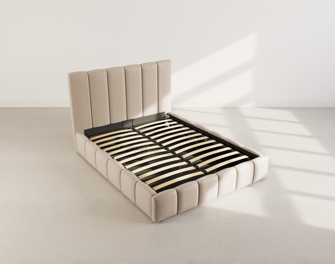 Lit coffre 160x200 cm en velours sommier inclus Mermaid