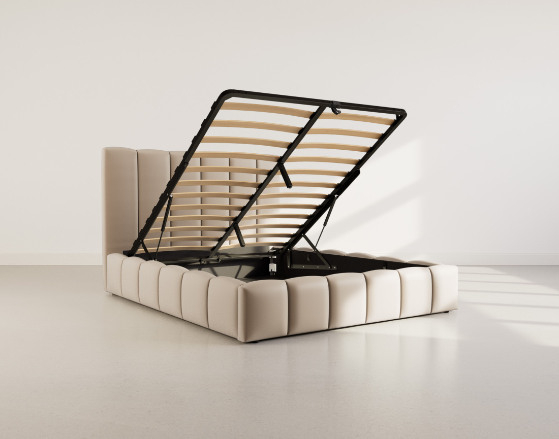 Lit coffre 160x200 cm en velours sommier inclus Mermaid