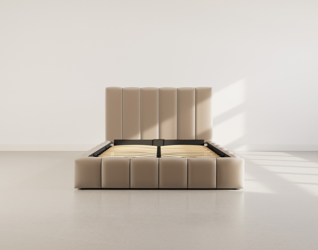 Lit coffre 160x200 cm en velours sommier inclus Mermaid