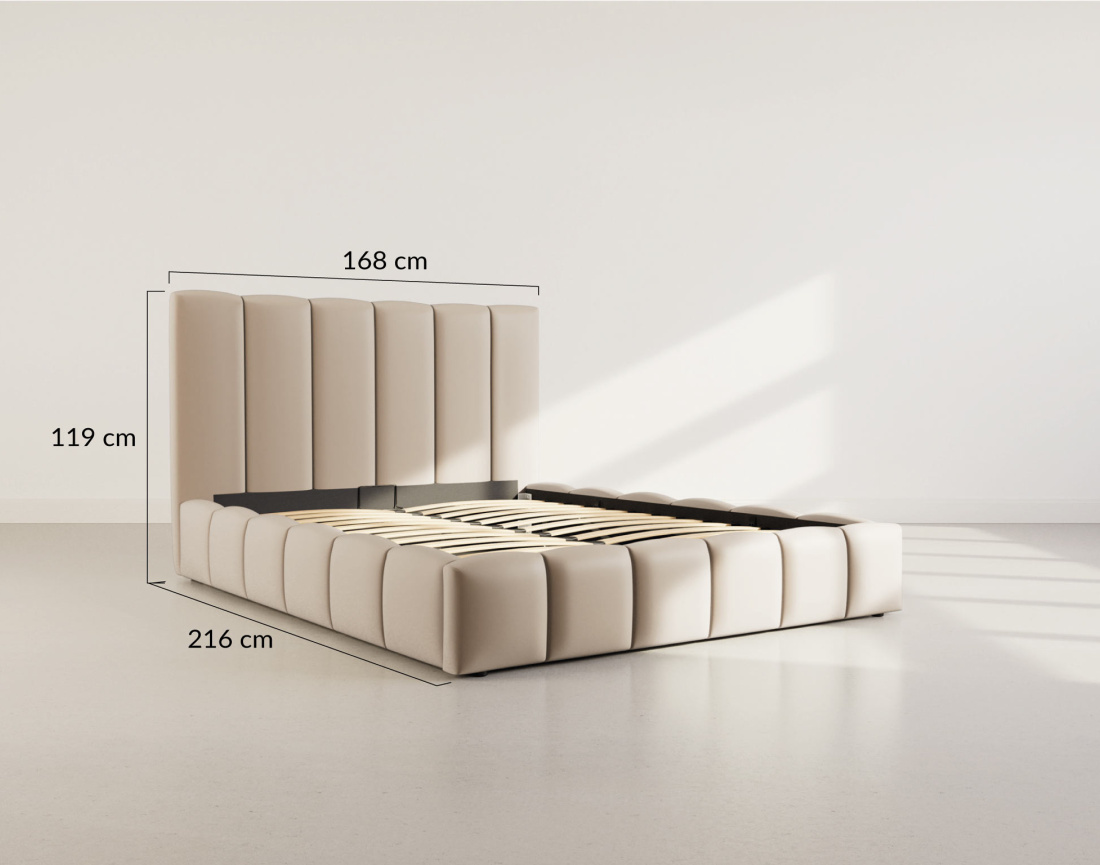 Lit coffre 160x200 cm en velours sommier inclus Mermaid