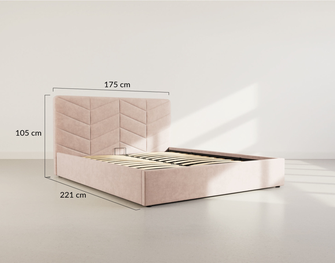 Lit coffre 160x200 cm en velours sommier inclus Peonis