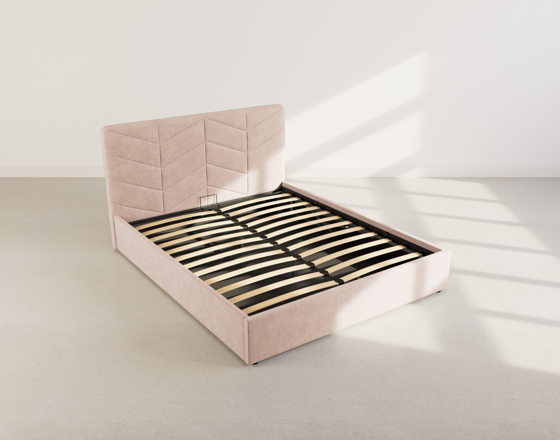 Lit coffre 160x200 cm en velours sommier inclus Peonis