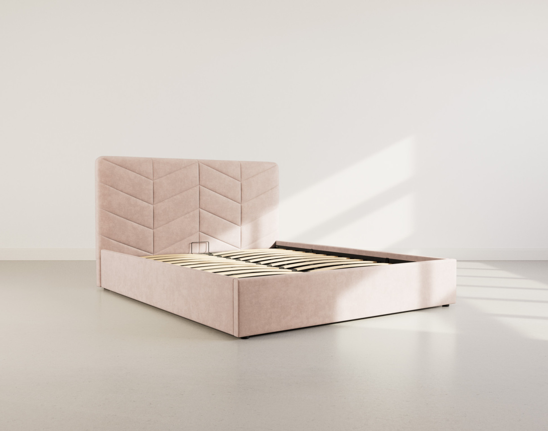 Lit coffre 160x200 cm en velours sommier inclus Peonis