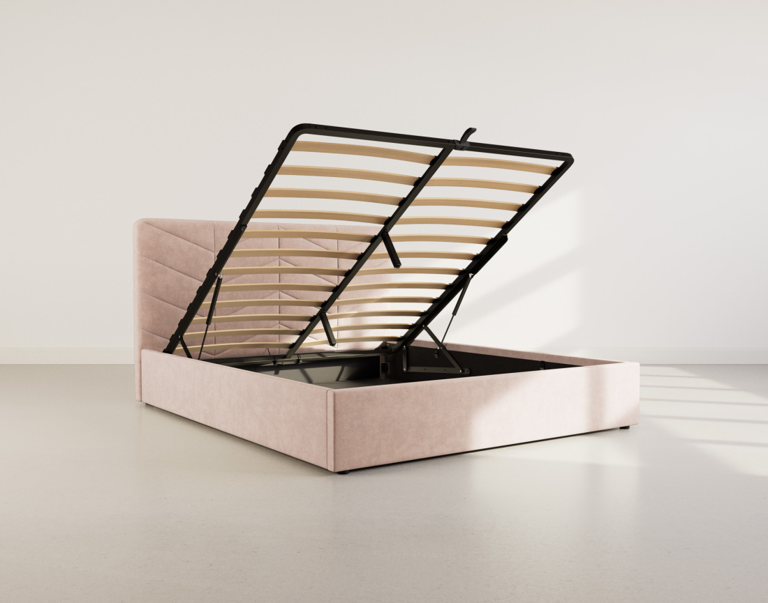 Lit coffre 160x200 cm en velours sommier inclus Peonis