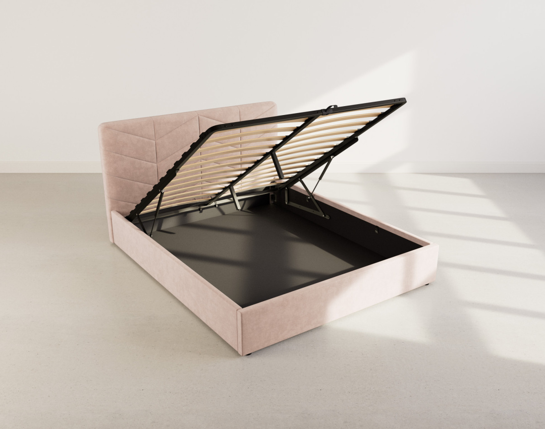 Lit coffre 160x200 cm en velours sommier inclus Peonis