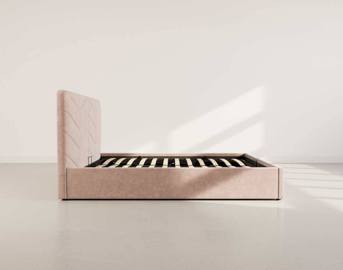 Lit coffre 160x200 cm en velours sommier inclus Peonis