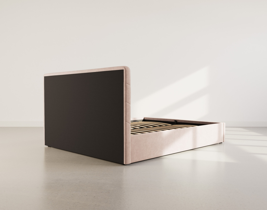 Lit coffre 160x200 cm en velours sommier inclus Peonis