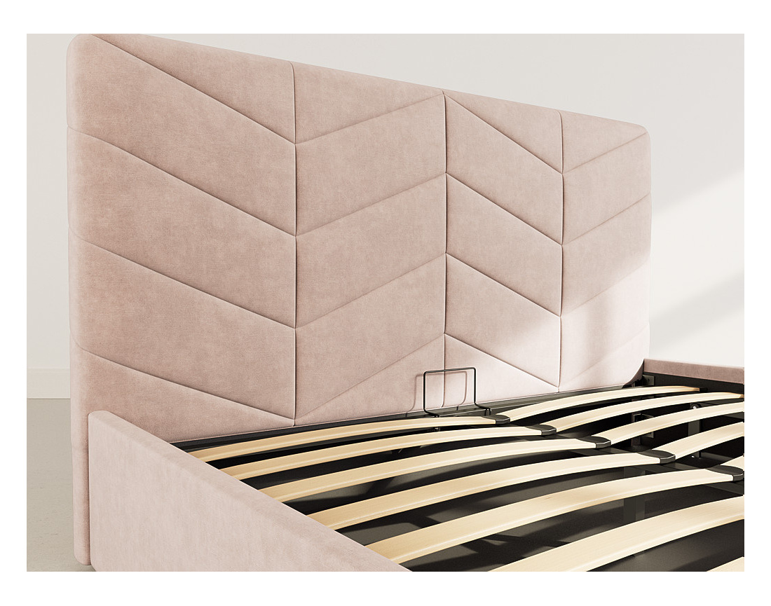 Lit coffre 160x200 cm en velours sommier inclus Peonis