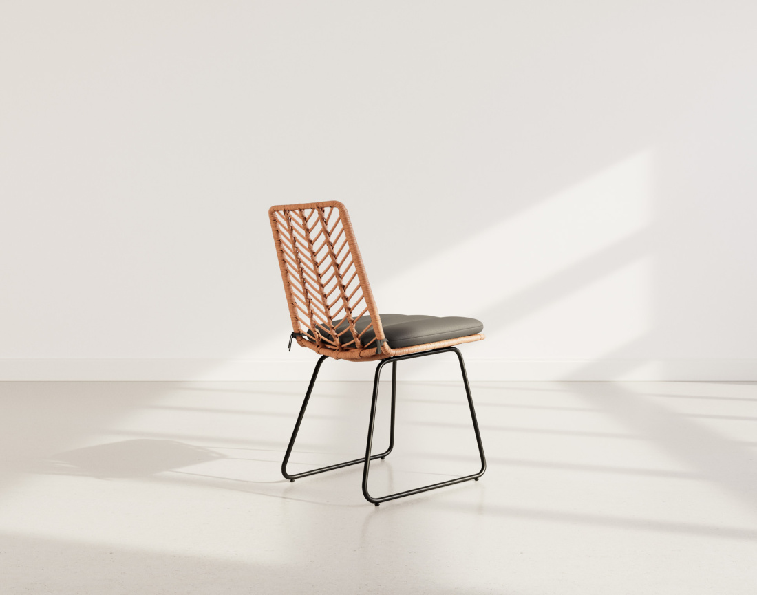 Lot de 4 chaises effet rotin bois et noir Forenza