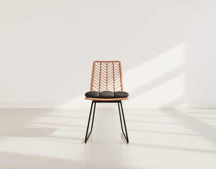 Lot de 4 chaises effet rotin bois et noir Forenza