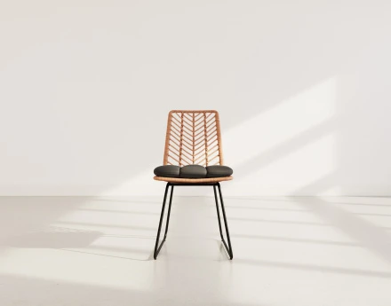 Lot de 4 chaises effet rotin bois et noir Forenza