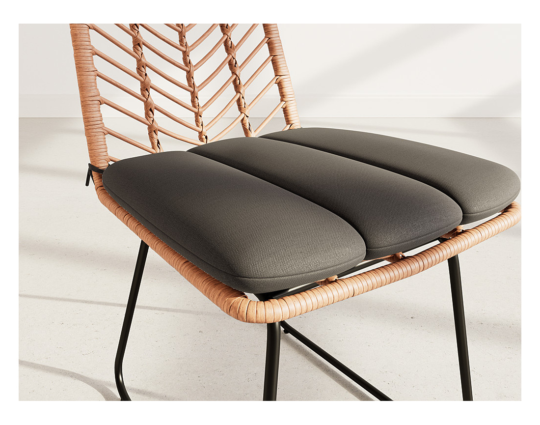 Lot de 4 chaises effet rotin bois et noir Forenza