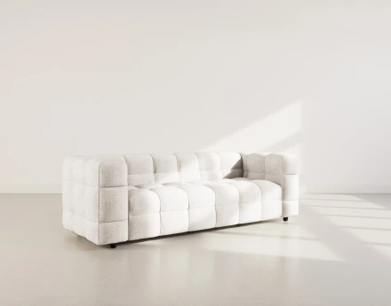 Canapé droit 3 places en velours texturé Augustin