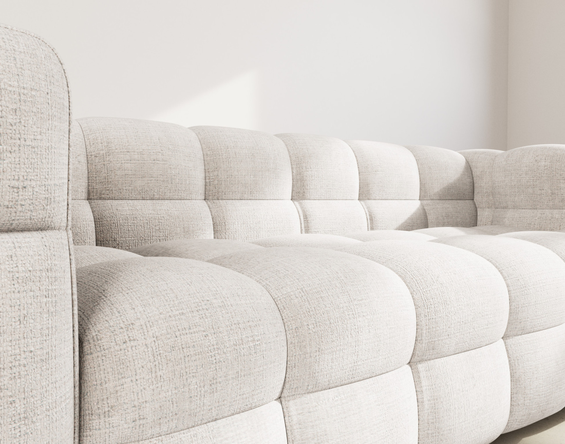 Canapé droit 3 places en velours texturé Augustin