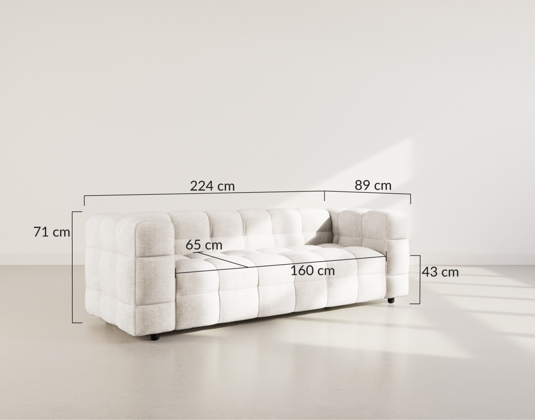 Canapé droit 3 places en velours texturé Augustin