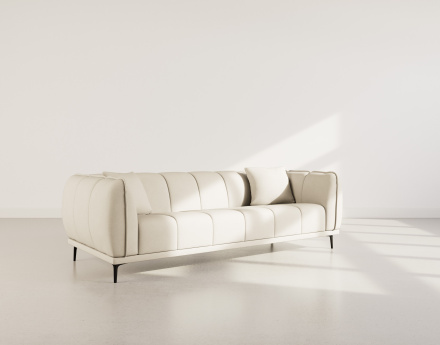 Canapé droit 3 places en velours texturé Arsene