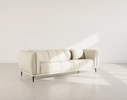 Canapé droit 3 places en velours texturé Arsene