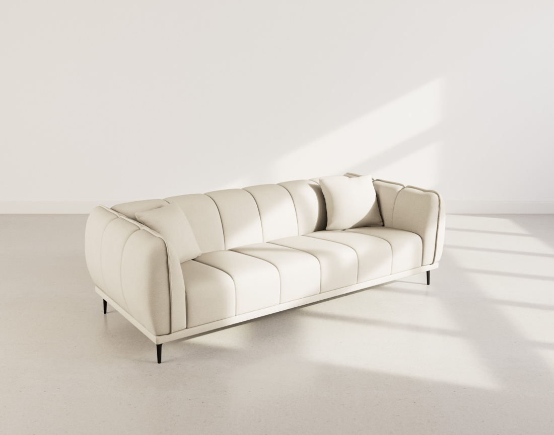 Canapé droit 3 places en velours texturé Arsene