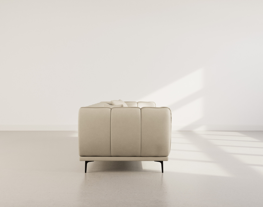 Canapé droit 3 places en velours texturé Arsene