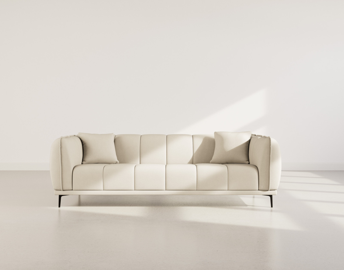 Canapé droit 3 places en velours texturé Arsene