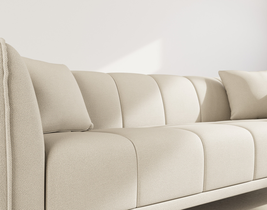 Canapé droit 3 places en velours texturé Arsene