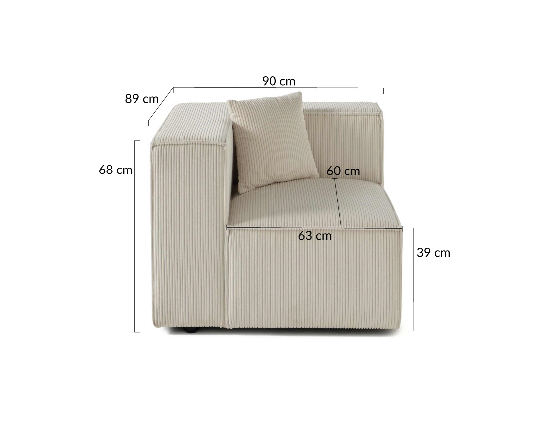 Module d'assise gauche en velours côtelé Arty