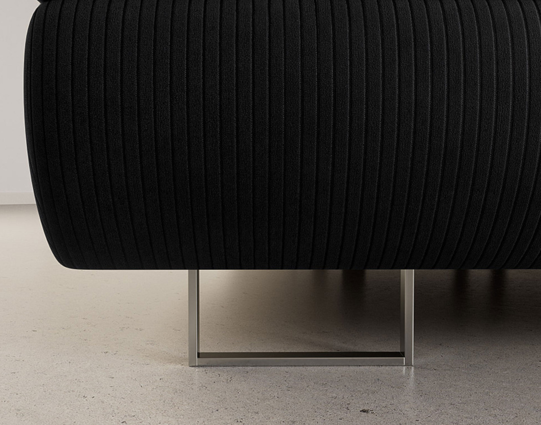 Canapé panoramique en U 7 places convertible avec coffres et têtières réglables en velours côtelé Pablo