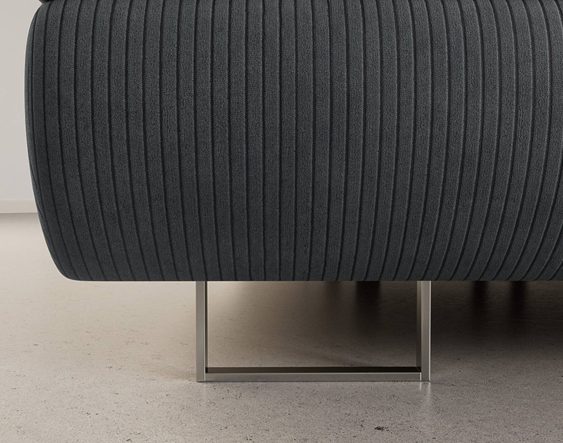 Canapé panoramique en U 7 places convertible avec coffres et têtières réglables en velours côtelé Pablo