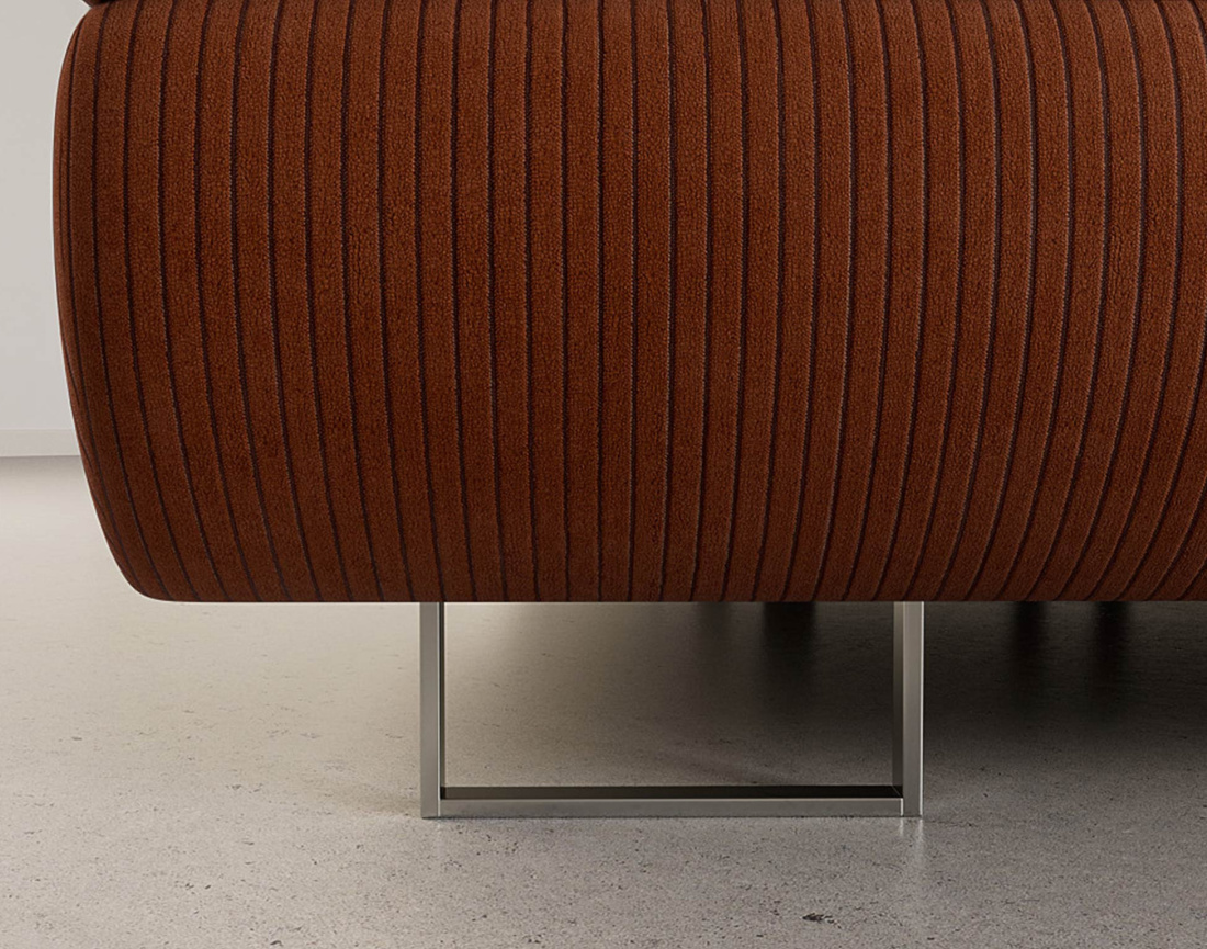 Canapé panoramique en U 7 places convertible avec coffres et têtières réglables en velours côtelé Pablo