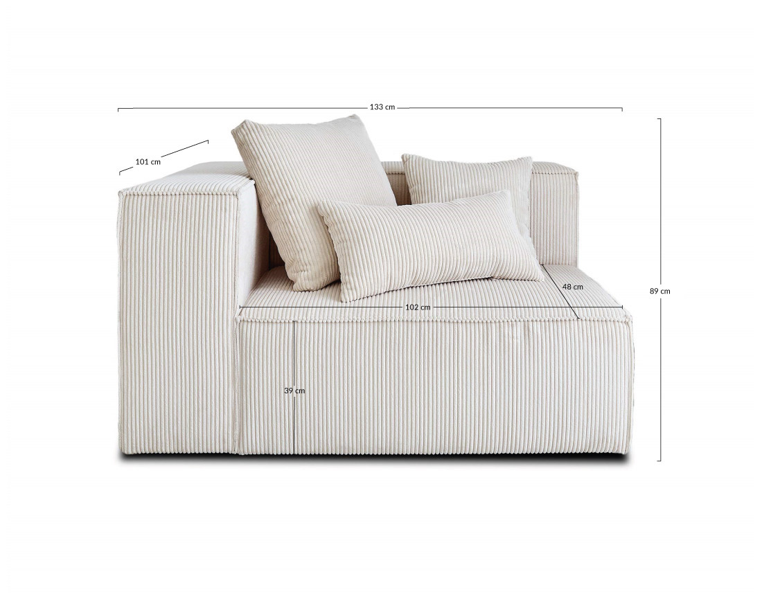 Module d'assise gauche en velours côtelé Colombine