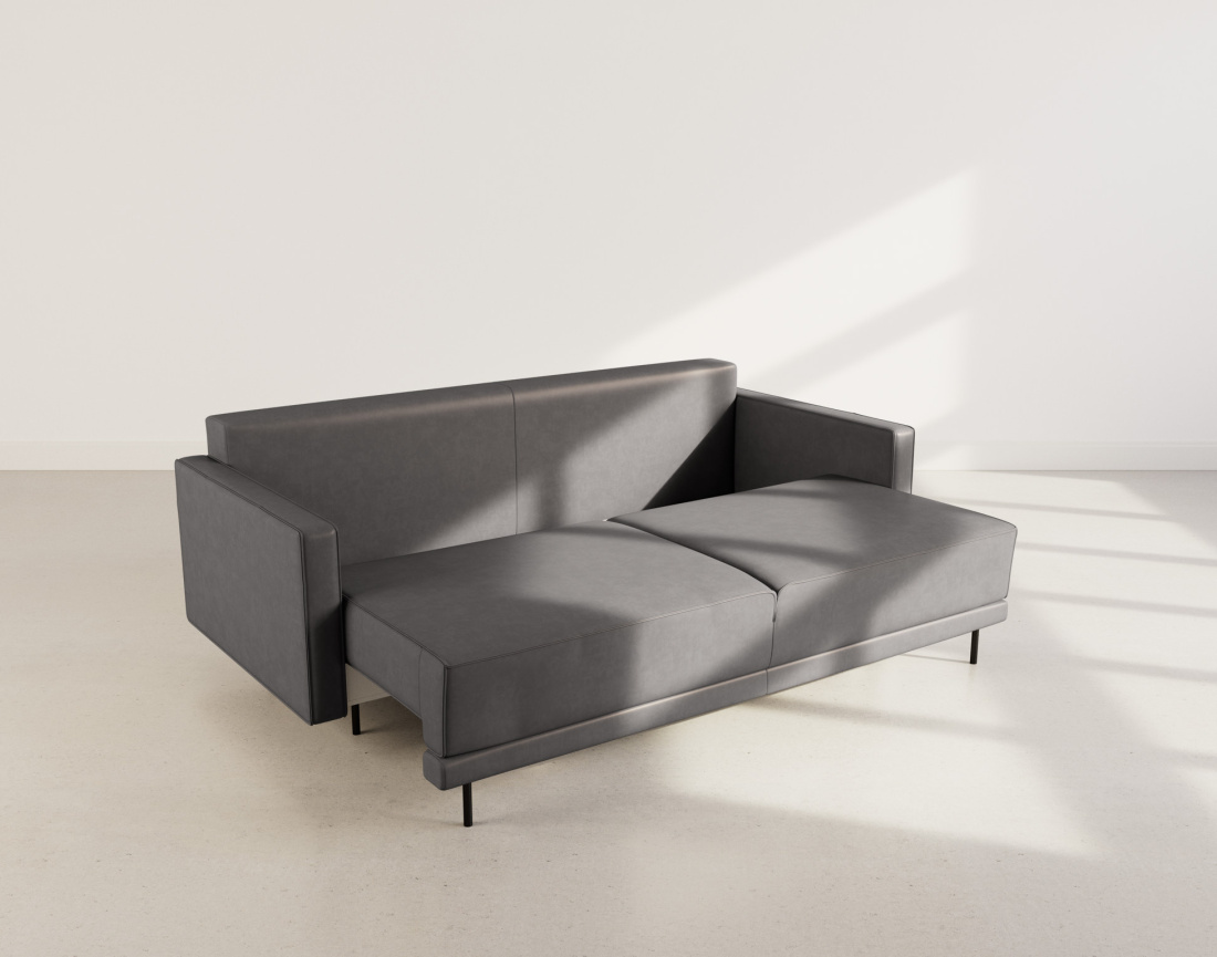 Canapé droit 3 places convertible avec coffre en simili Charlie