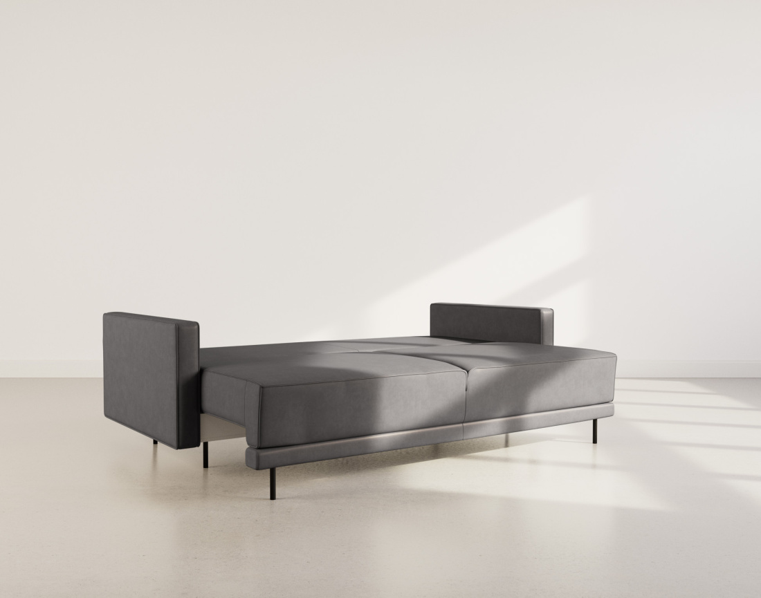 Canapé droit 3 places convertible avec coffre en simili Charlie