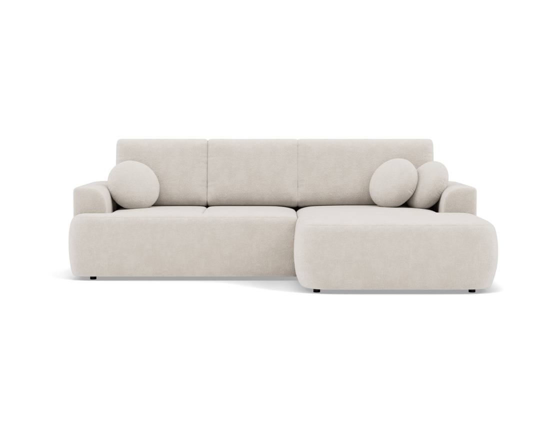 Canapé d'angle droit 4 places convertible en tissu bouclette Candela