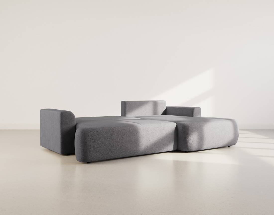 Canapé d'angle droit 4 places convertible en tissu bouclette Candela