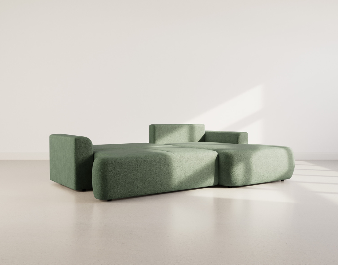 Canapé d'angle droit 4 places convertible en tissu bouclette Candela