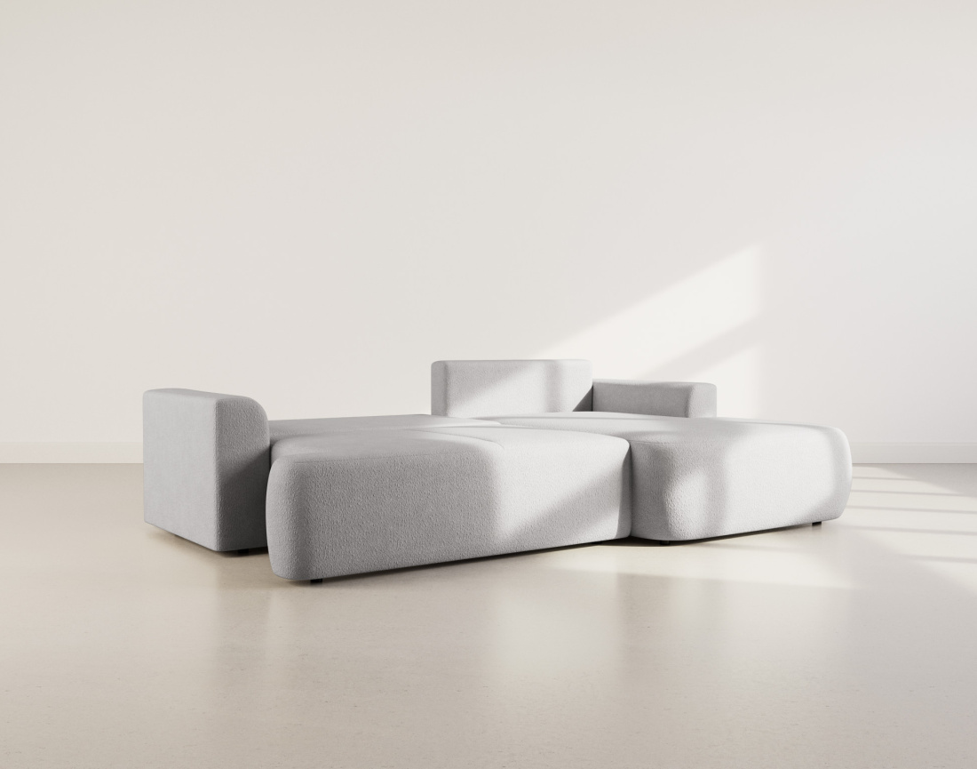 Canapé d'angle droit 4 places convertible en tissu bouclette Candela