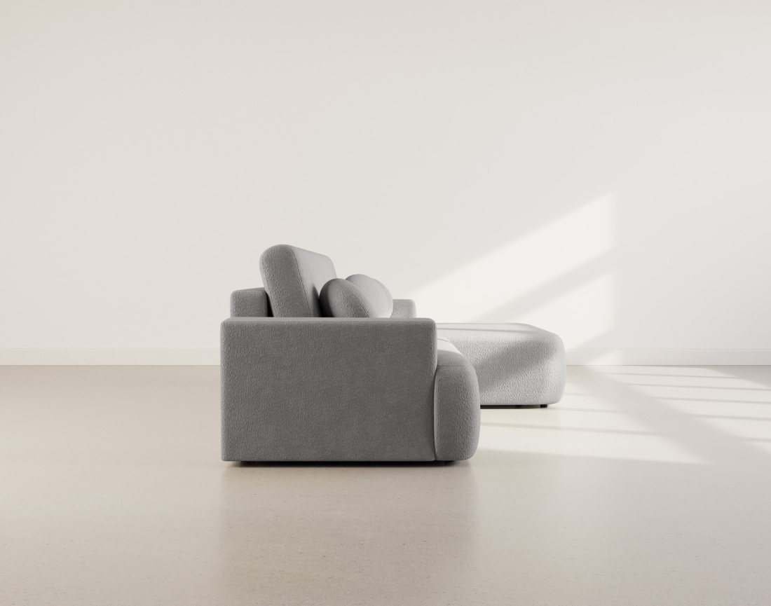 Canapé d'angle droit 4 places convertible en tissu bouclette Candela