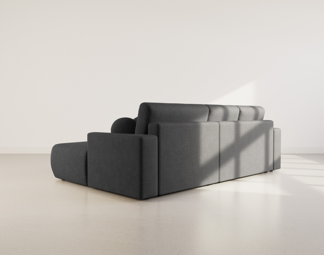 Canapé d'angle droit 4 places convertible en tissu bouclette Candela