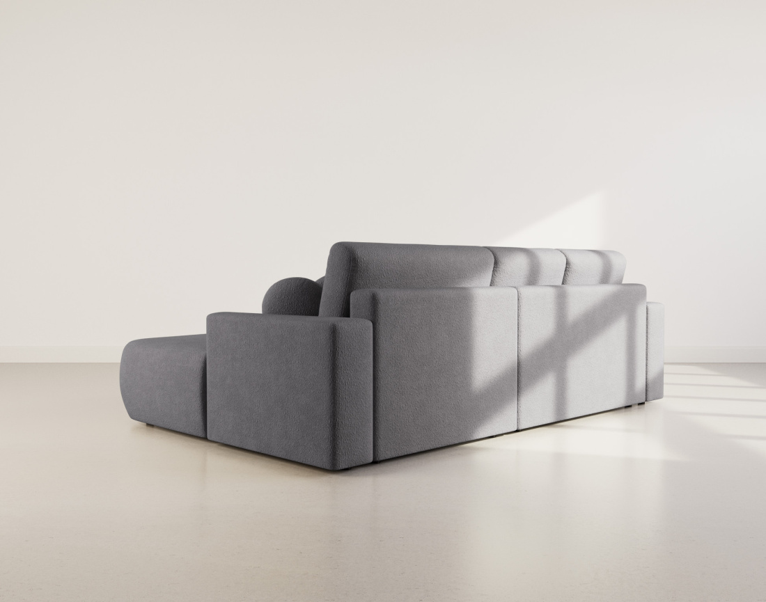 Canapé d'angle droit 4 places convertible en tissu bouclette Candela