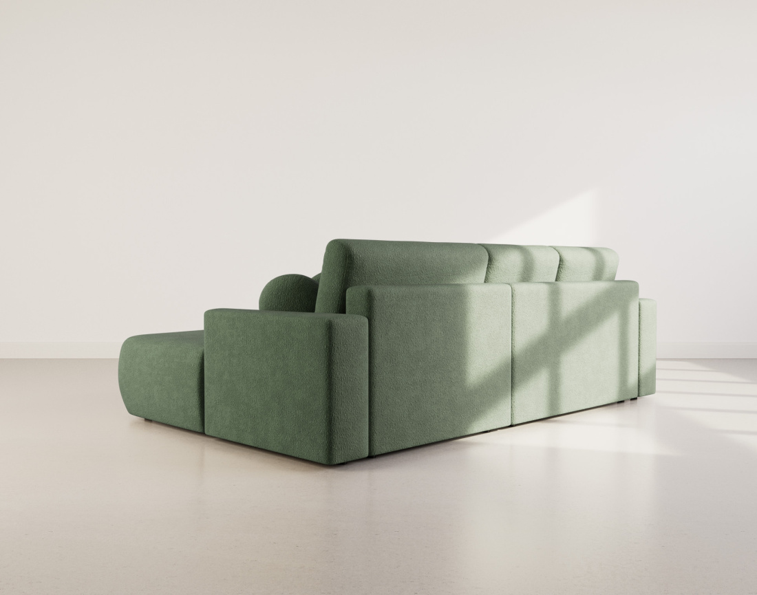 Canapé d'angle droit 4 places convertible en tissu bouclette Candela