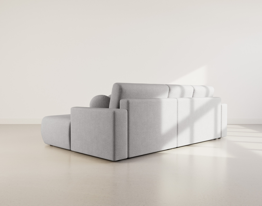 Canapé d'angle droit 4 places convertible en tissu bouclette Candela