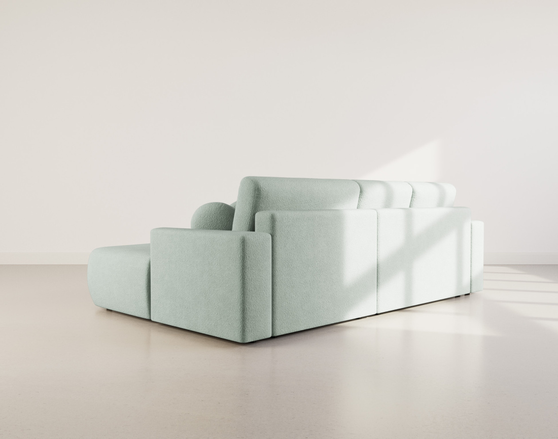 Canapé d'angle droit 4 places convertible en tissu bouclette Candela