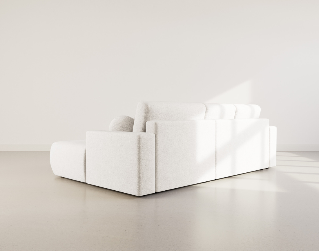 Canapé d'angle droit 4 places convertible en tissu bouclette Candela