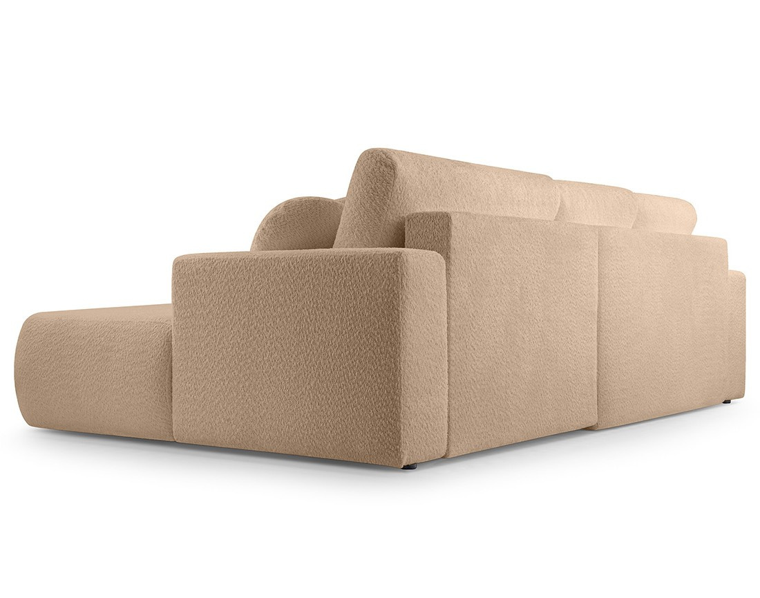 Canapé d'angle droit 4 places convertible en tissu bouclette Candela