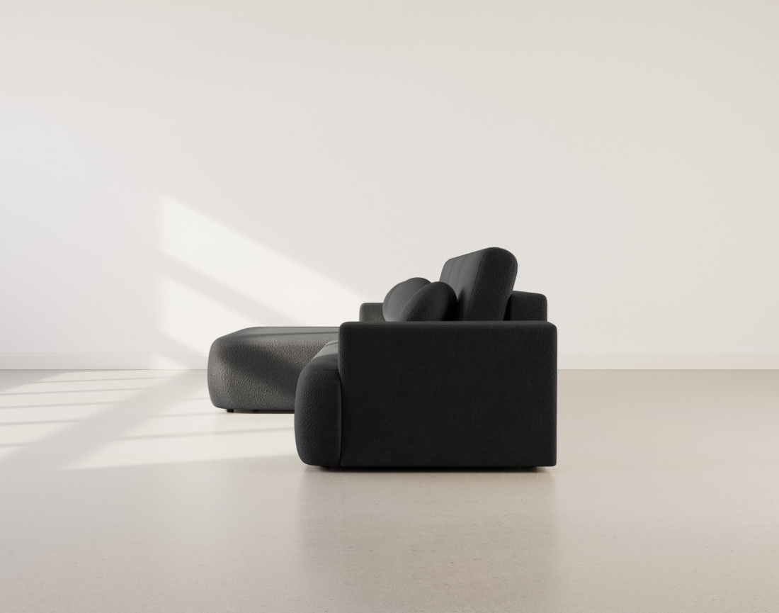 Canapé d'angle gauche 4 places convertible en tissu bouclette Candela