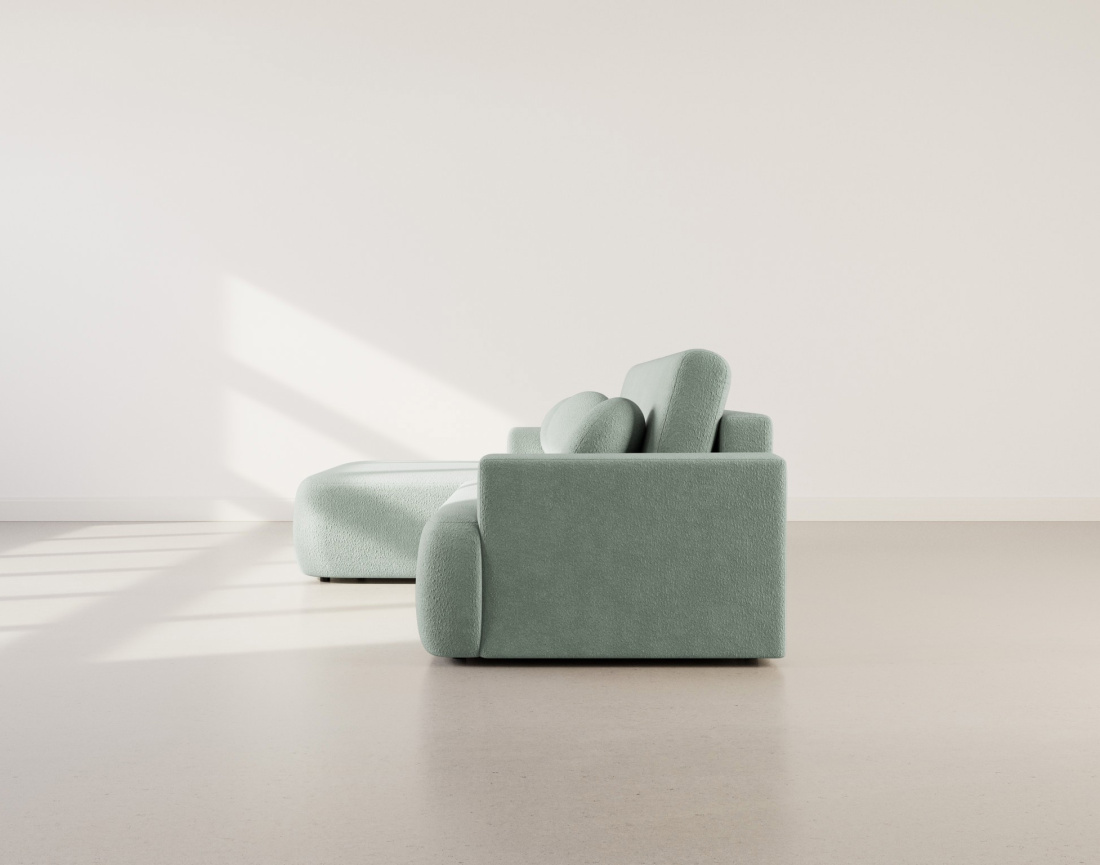 Canapé d'angle gauche 4 places convertible en tissu bouclette Candela