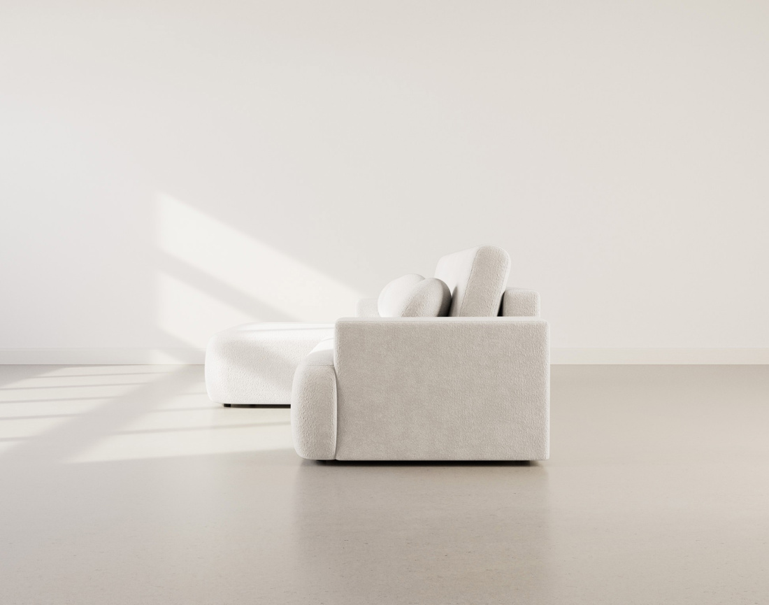 Canapé d'angle gauche 4 places convertible en tissu bouclette Candela