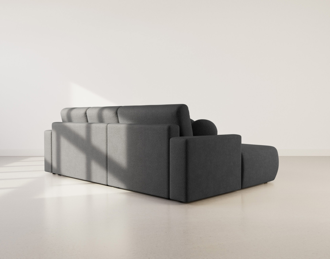 Canapé d'angle gauche 4 places convertible en tissu bouclette Candela