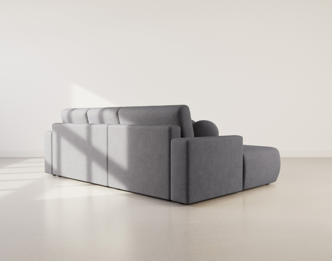 Canapé d'angle gauche 4 places convertible en tissu bouclette Candela