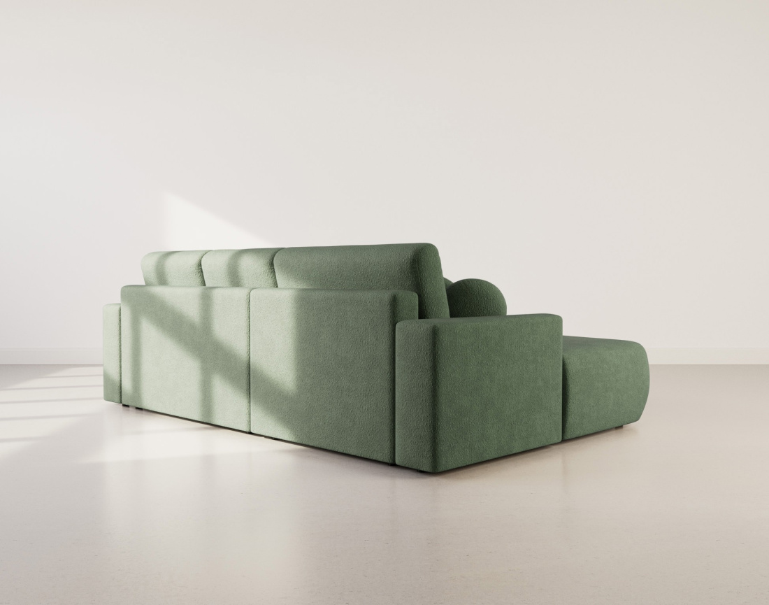 Canapé d'angle gauche 4 places convertible en tissu bouclette Candela